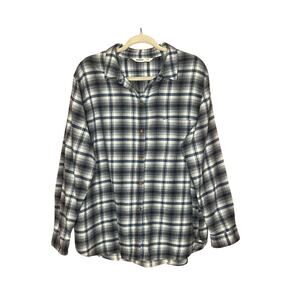 NWOT Mens Sonoma Soft Blue/White Flannel Long Sleeve Button Down Shirt, Sz XXL